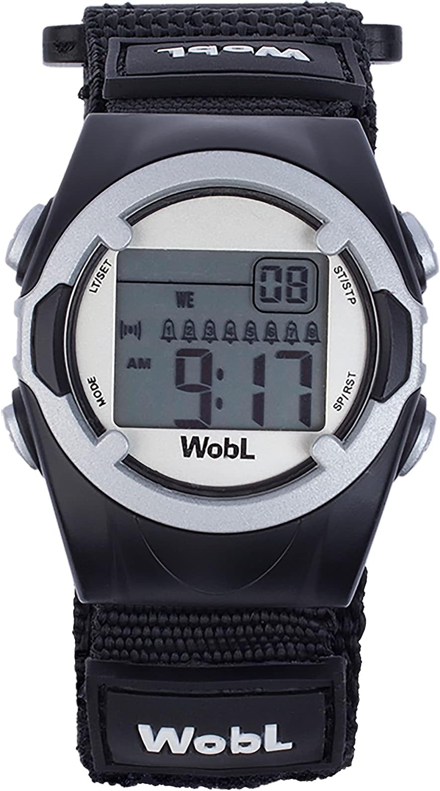 WobL Vibrating 8-Alarm & Repeating Countdown Timer Watch, Medication/Sports/Meetings/Potty, BlackWobL (Black) Vibrating Reminder Watch | 8 Alarm