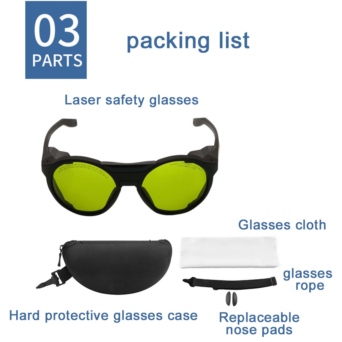 Gafas de Seguridad Láser Protección 980nm 1064nm 1100nm OD5+ | 190-490nm 800-1100nm, Antiluz Radiación, Filtrado de Sombreado Láser, Para Máquina de Corte Grabado, Para IPL Láser de Fibra