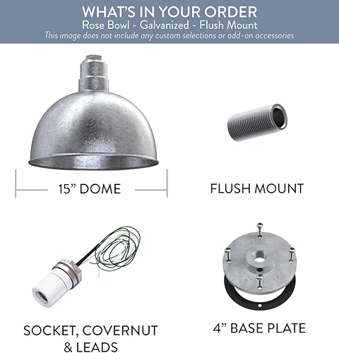 Miniatura 6 de Steel Lighting Co. Colgante de cuenco rosa  Lámpara montada en el techo  Cúpula de 15 pulgadas  Montaje empotrado  Estilo granero de acero