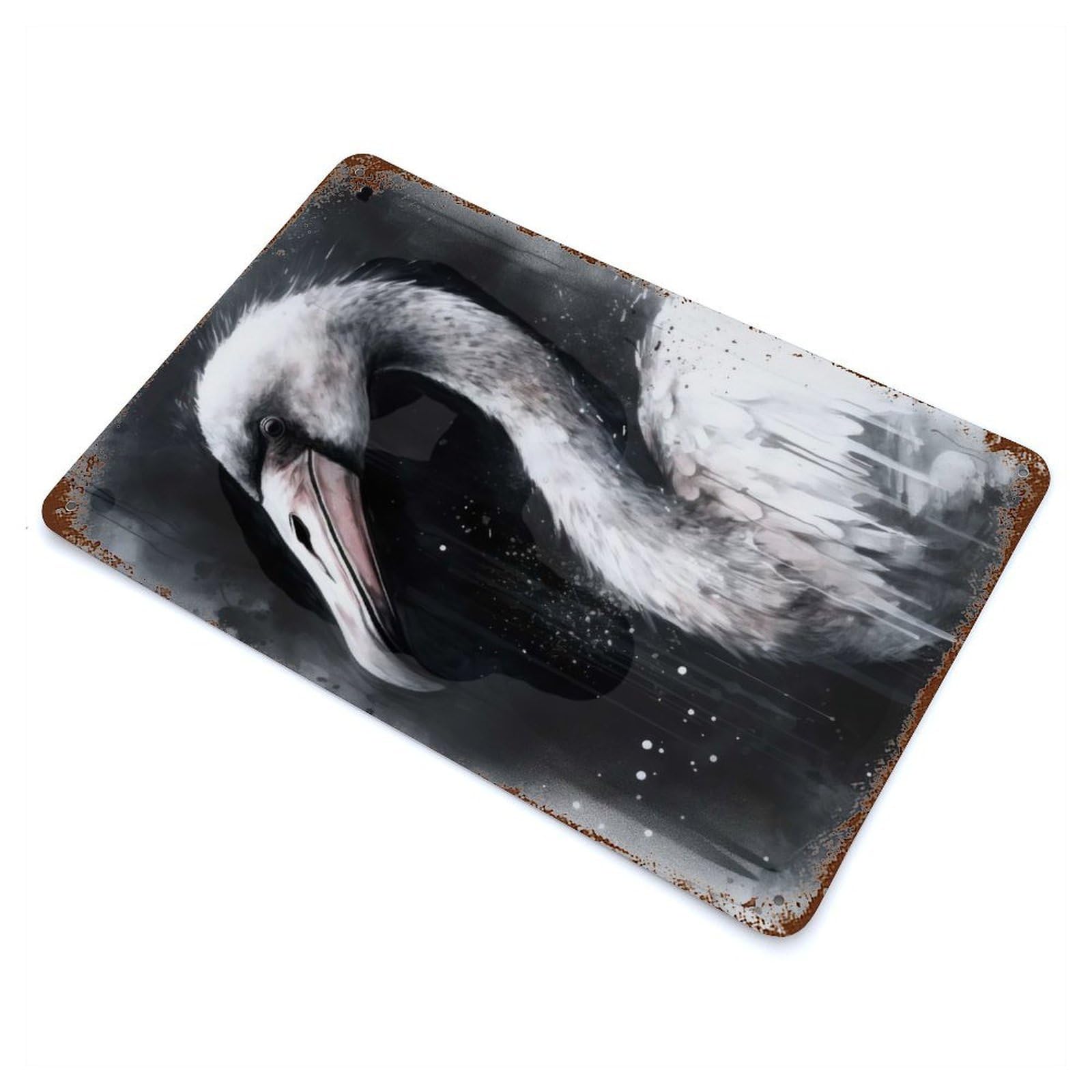 Flamingo Beauty Watercolor Rusty Metal Tin Sign 11.8"x7.9", Ideal for Farmhouse, Kitchen And Entryway Decor