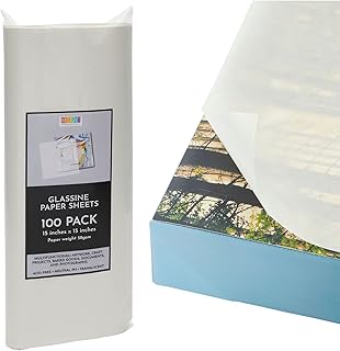 Translucent Glassine Paper for Artwork, Tracing, Photos (15x 15 in, 100 Sheets)