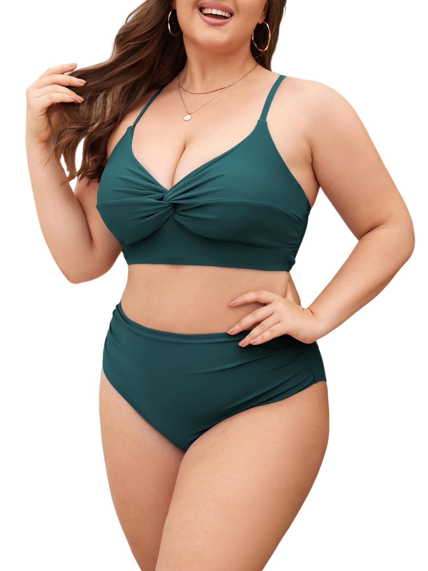 ZAFUL Womens Plus Size Bikini Twist High Waisted Bikini Sets Push Up Bikini Swimsuits Tummy Control 2 Piece Bathing Suit