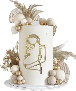 Pregnant Cake Topper Acrylic Pregnancy Lady Cake Charm for Gender Reveal Cake Decoration, Baby Shower/Pregnancy Announcement/Wecome Baby Party Supplies