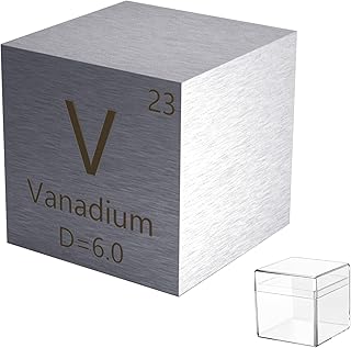 0.39”Vanadium Metal Cube Pub up to 99.9% Pure Periodic Table Element Engraved Density Collection Science Education Display Block Cube（V 10MM