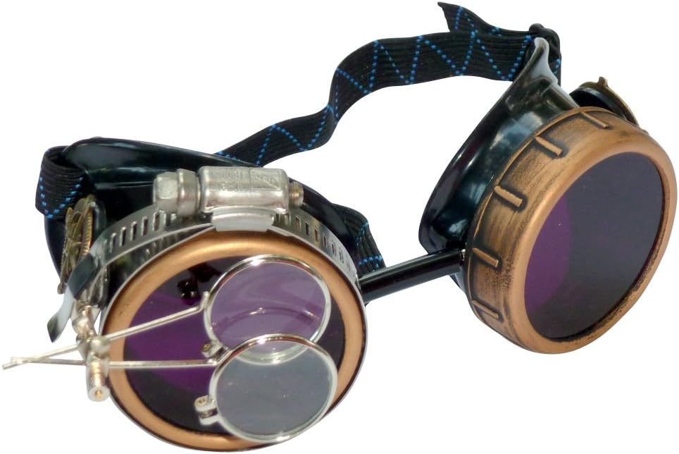 Steampunk Victorian Style Goggles with Compass Design & Ocular Loupe, Rave Glasses - Image 7