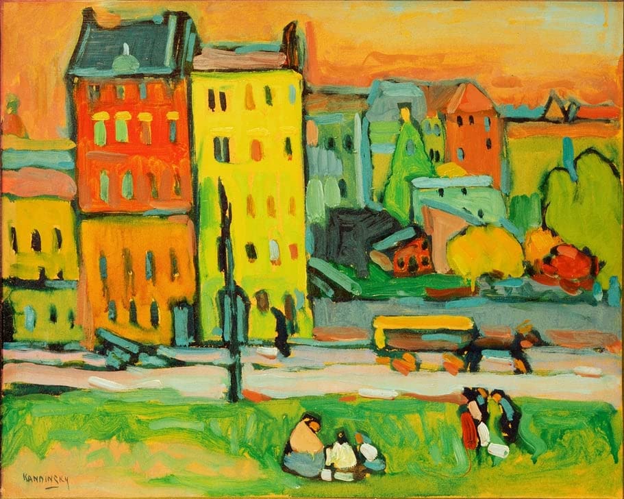 Affiche Kandinsky Maisons Toile 60x90cm pour décoration murale de salon