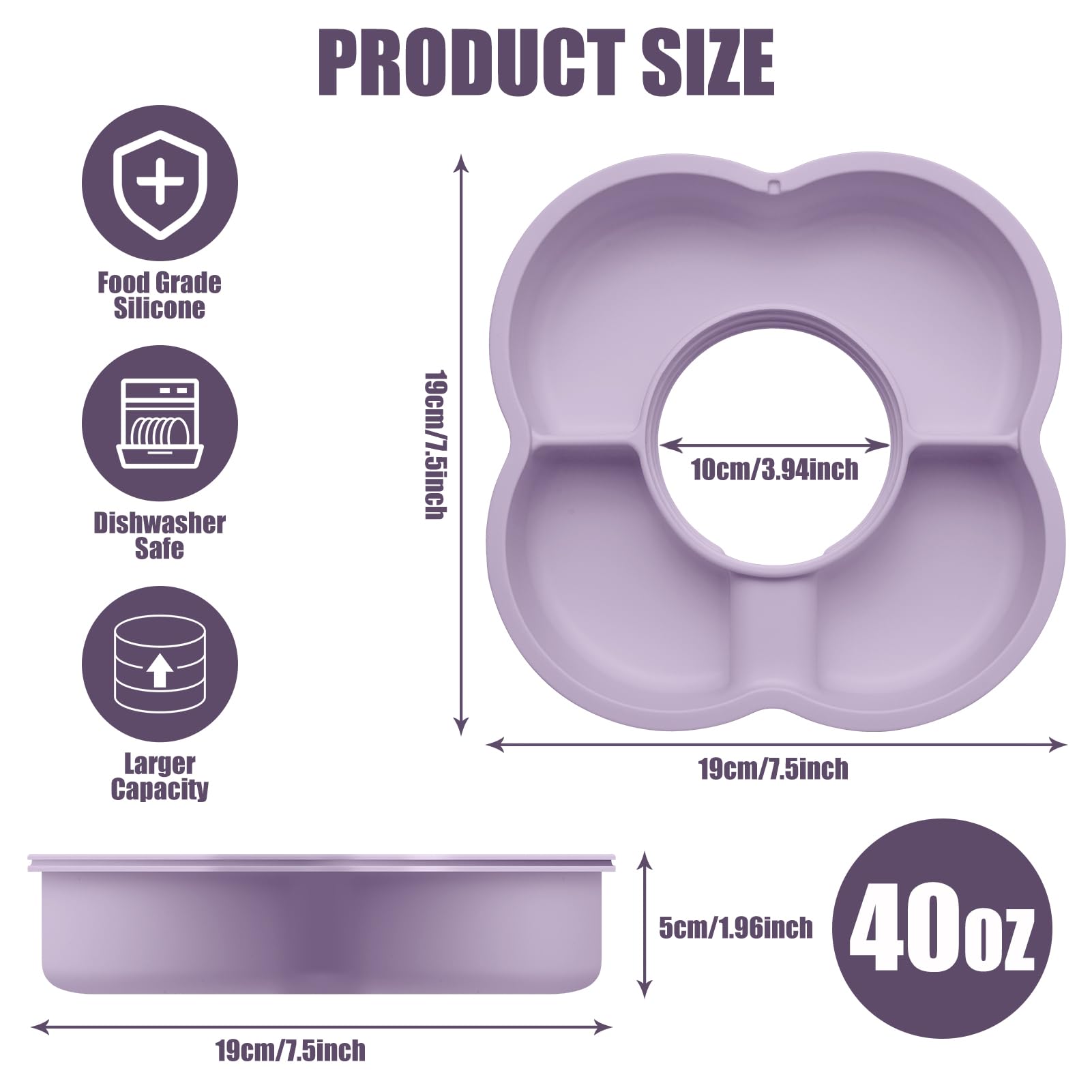 Snack Bowl with Lid for Stanley 40oz Tumbler with Handle, Silicone Reusable Snack Tray Snack Ring for Stanley Cup Accessories,: Zonyee Snack Bowl with Lid for Stanley 40oz Tumbler with Handle, Silicone Reusable Snack Tray Snack Ring for Stanley Cup Accessories, Lilac