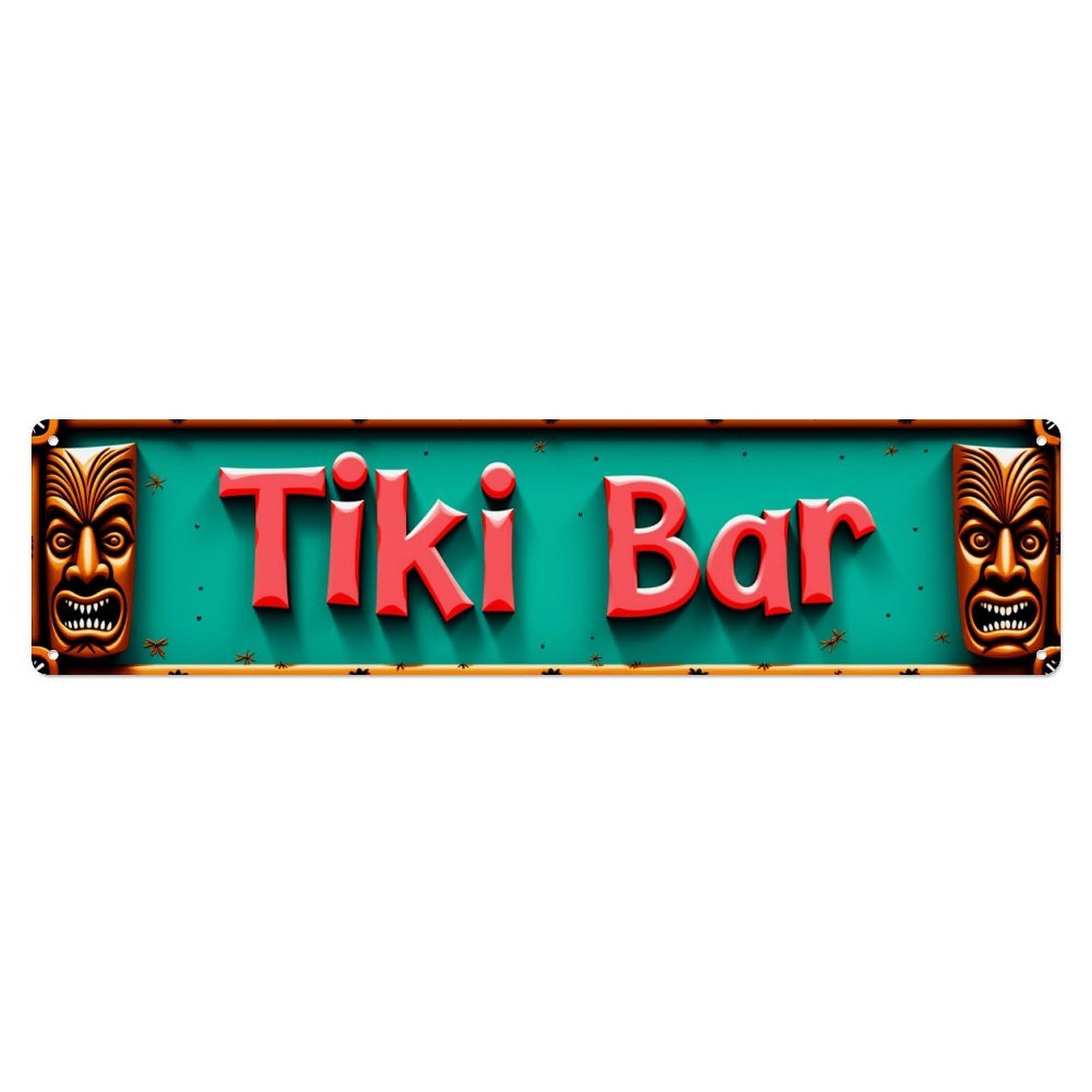 Tropical Tiki Bar Long Wall Decor Sign Vintage Aluminium Metal Sign, Retro Wall Decor for Home, Bar, Garage & Farmhouse 10 * 40cm