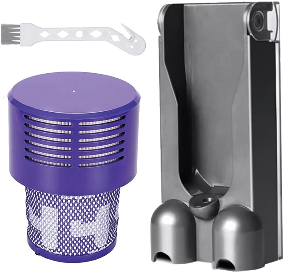 for Dyson V10(sv12) Vacuum Cleaners Hanger,Wall Mounted Docking Station & 1 Pack Filter- Filter and Accessories Bracket Compatible | Part no. 969042-01, Not Fit for Dyson V11 Vacuum Cleaner