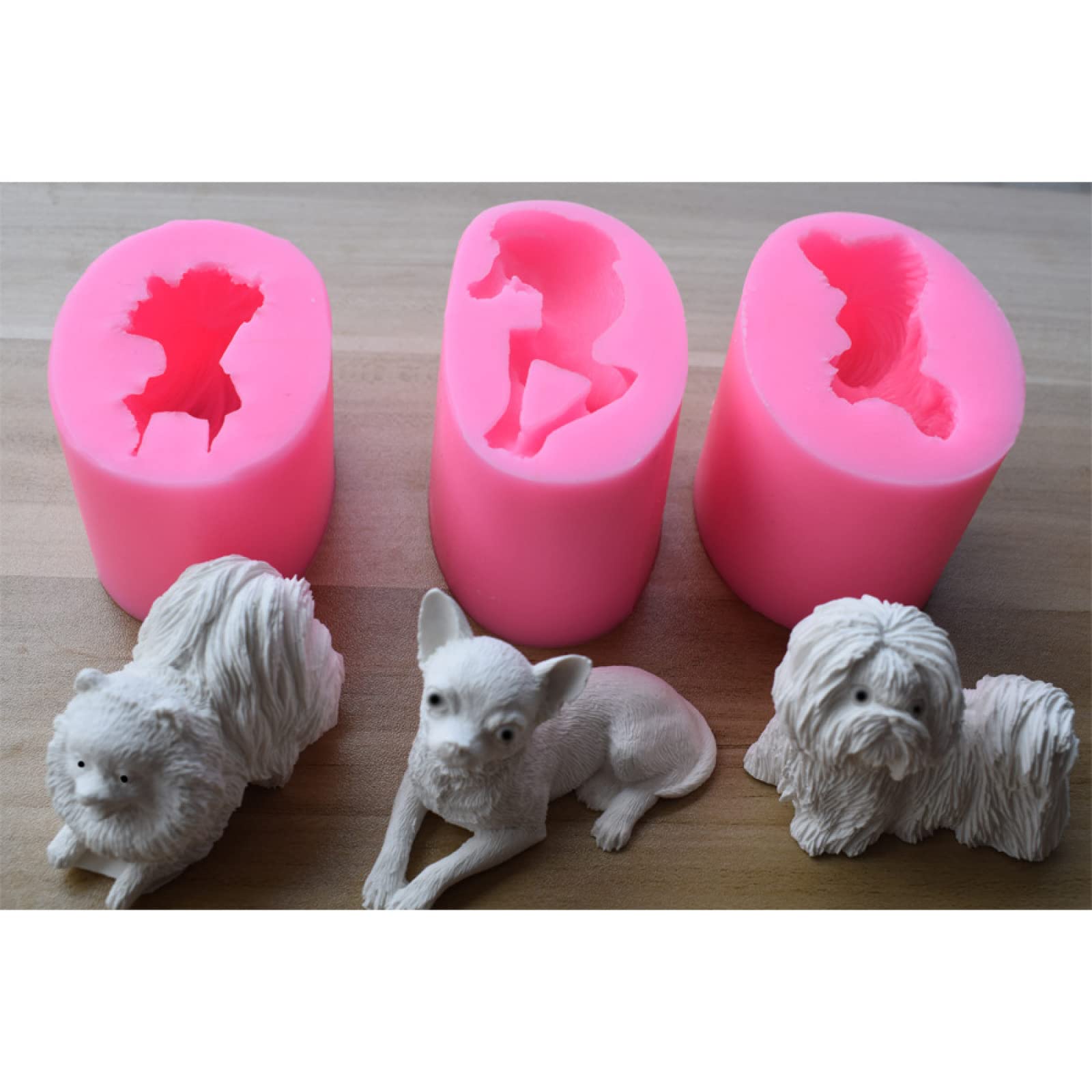 3D Hunde-Silikonform - Zwergspitz & Chihuahua, Für Fondant, Schokolade, Backen
