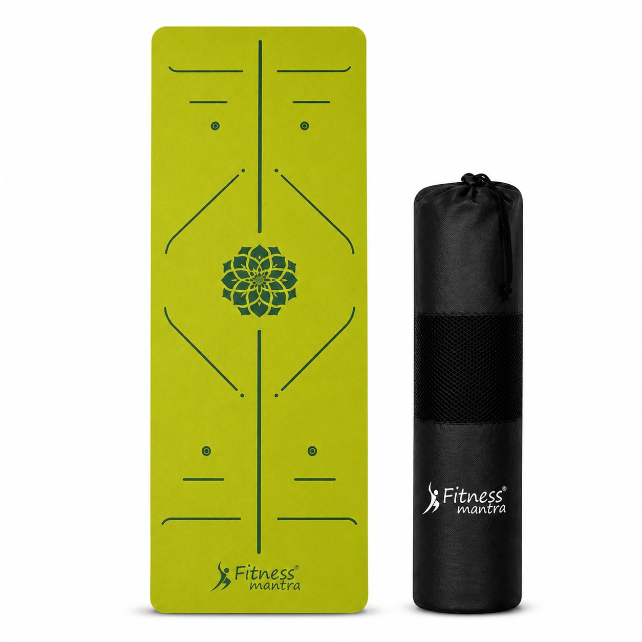 Fitness Mantra® TPE Yoga Mat for Women & Men | Anti-Slip Alignment Design | Premium Cushioning Exercise Mat for Yoga, Gym & Workout | Lightweight & Durable | 6mm Thickness |AlignFlow| Lime Green|-image-28