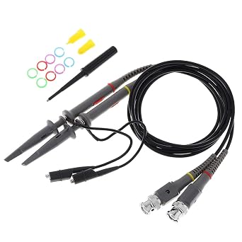 2pcs P6020 Upgraded Oscilloscope Clip Probes Kit 20MHz Fully Insulated BNC End Probe with Accessories Kit 1X 10X Pack of 2