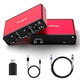 USB Audio Interface +48V Phantom Power 24Bit/192kHz for Recording Podcasting and Streaming Ultra-low Latency Plug and Play Noise-Free XLR Audio Interafce for PC