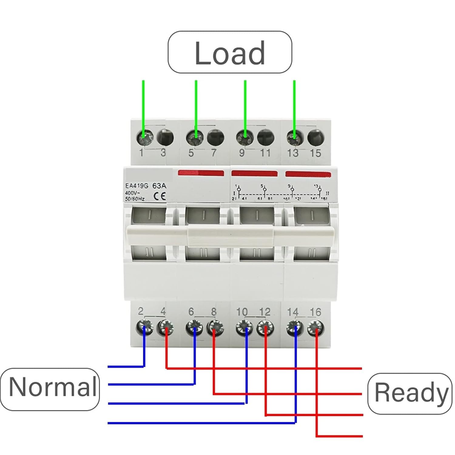 4P 40A 63A MTS Dual Power Manual Transfer Interlock Circuit Breaker Din Rail Isolating Discounnecting Switch 1Pcs (Size : 63A)