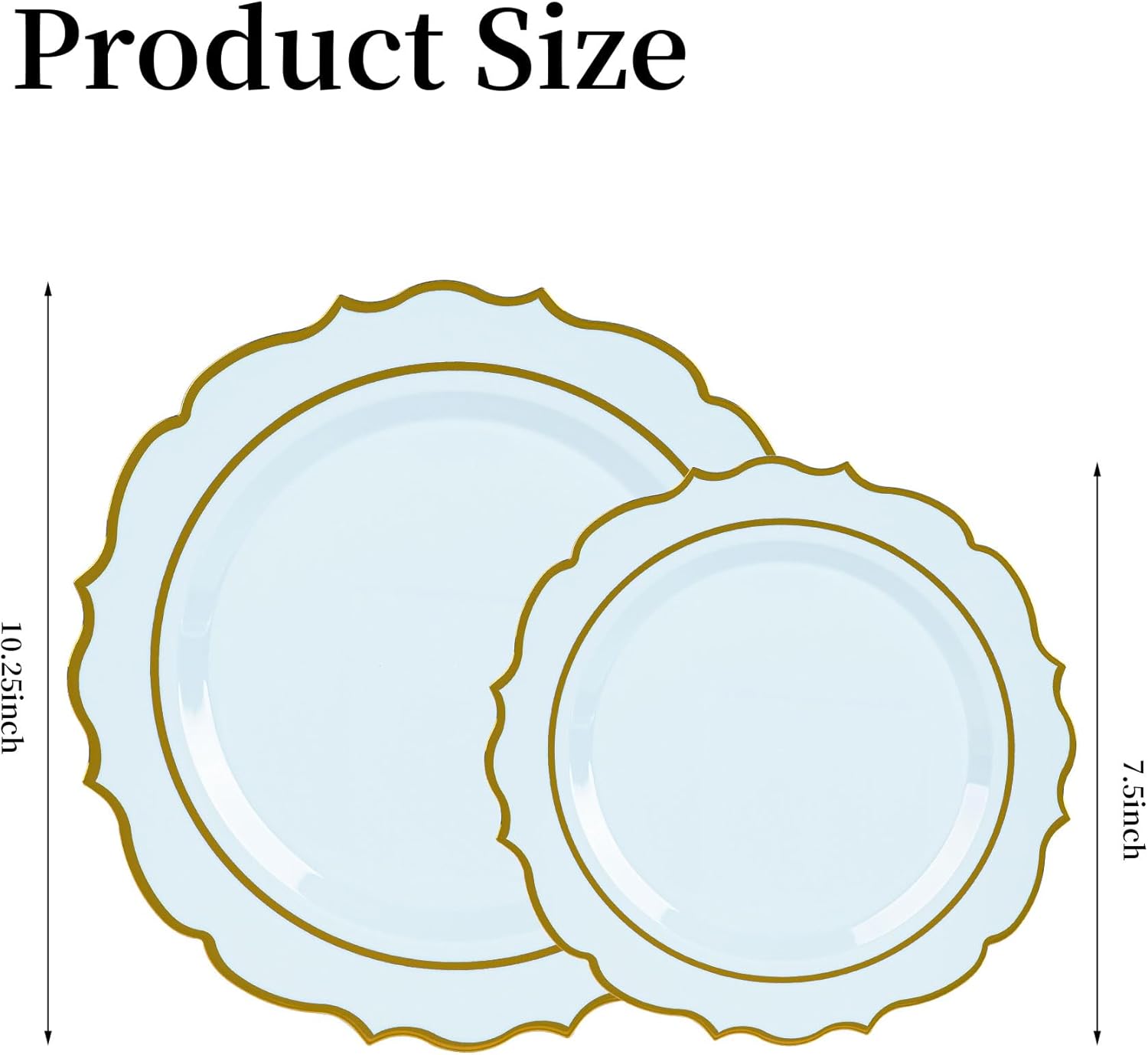 120PCS Blue Plastic Plates, Disposable Elegant Party Plate with Gold Rim, Heavy Duty 60 Dinner and 60 Dessert Fancy Plates for Party and Wedding