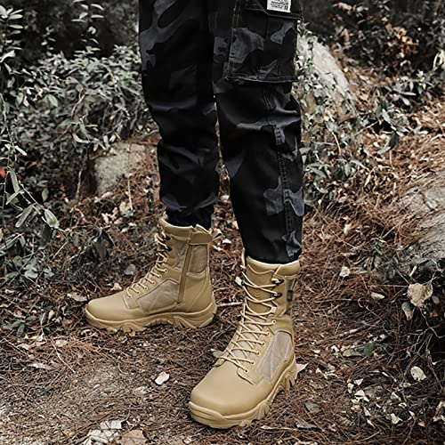 Men's Military Army Boots Breathable Tactical Boots Durable Combat Work Shoes Lightweight Hiking Walking Boots,Sand -403