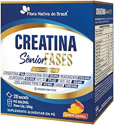 Creatina Sênior Fases (Colágeno Tipo 2, Vit D3+K2, Magnésio, Q10, HMB e Cúrcuma) 20 sachês - Flora Nativa (200g, Manga)