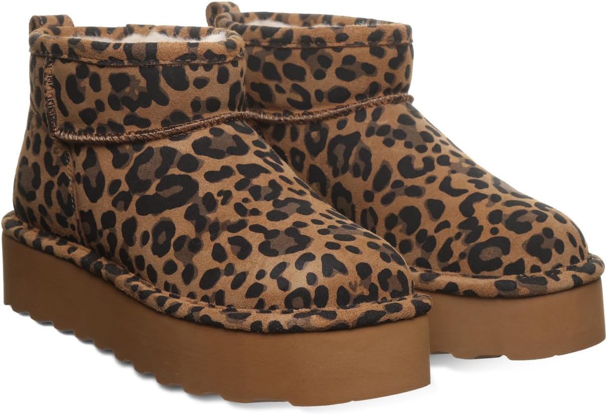 BEARPAW Women's Retro Shorty Exotic Tobacco Leopard Boot