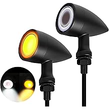 Motorcycle Front turn Signals Lights Bullet Amber white Tail Light Large SMD Motorcycle Blinker Indicator Compatible for Honda Yamaha Suzuki Kawasaki Harley Chopper Bobber（Black，2pcs）