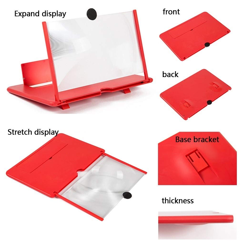 Lente di ingrandimento per Schermo Ingranditore dello Schermo 3D for Smartphone da 12", Amplificatore Estensibile for di telefoni cellulari, Film, Videogiochi(Black,10in)
