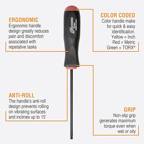 Miniatura 2 de Bondhus 10699 Juego de 9 destornilladores de bola, acabado ProGuard, tamaños 0.059-0.394 in