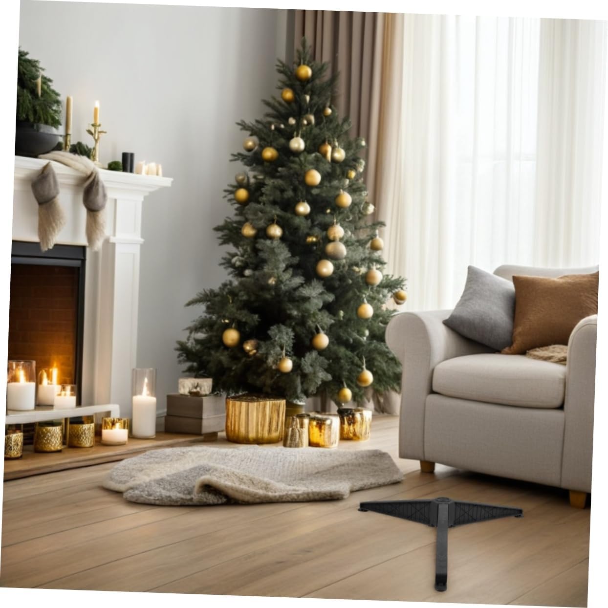 Stable Christmas Tree Stand Bracket Base for Artificial Xmas Trees Provides Support and Stability for Holiday Decor
