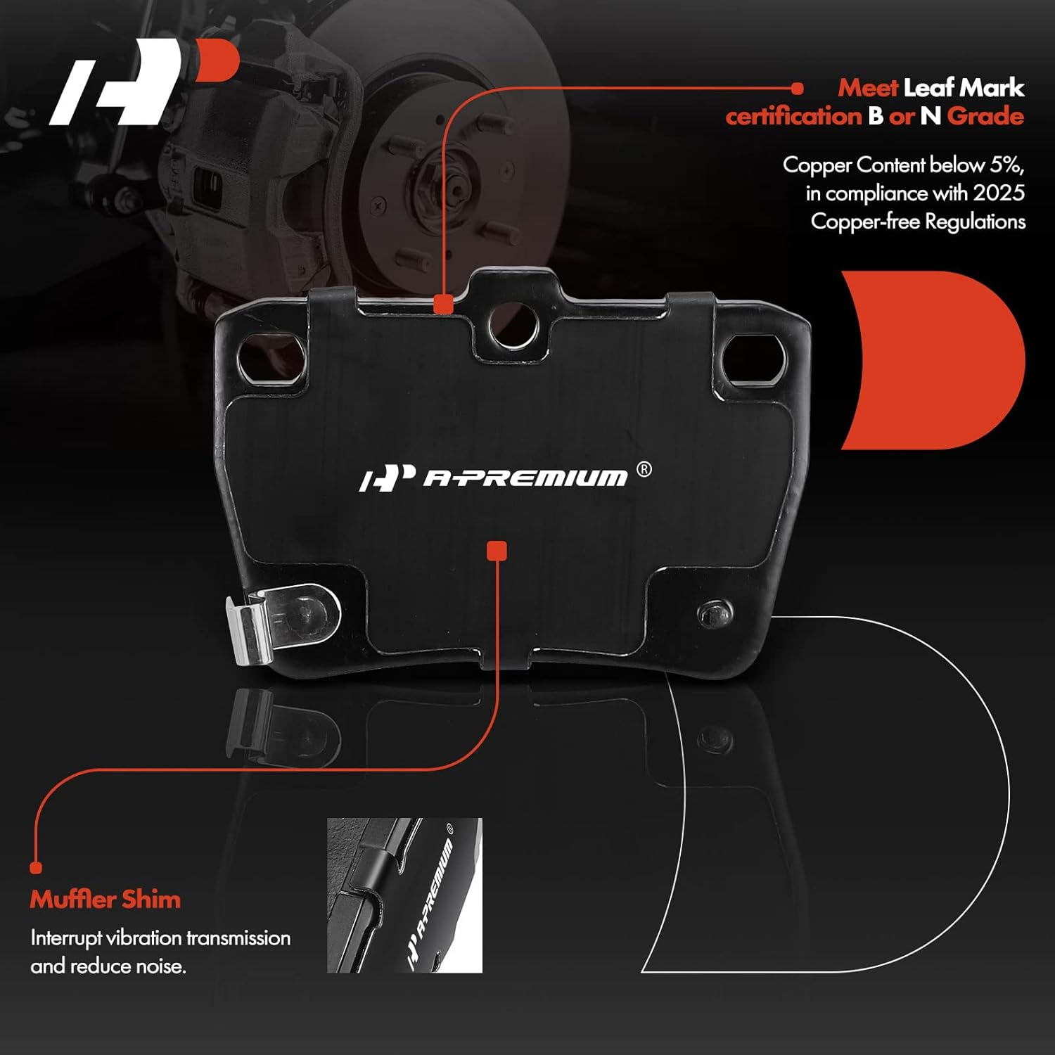 A-Premium 11.93 inch (303mm) Rear Solid Disc Brake Rotors + Ceramic Pads kit Compatible with Select Toyota Models - RAV4 2004-2005 L4 2.4L, 6-PC Set