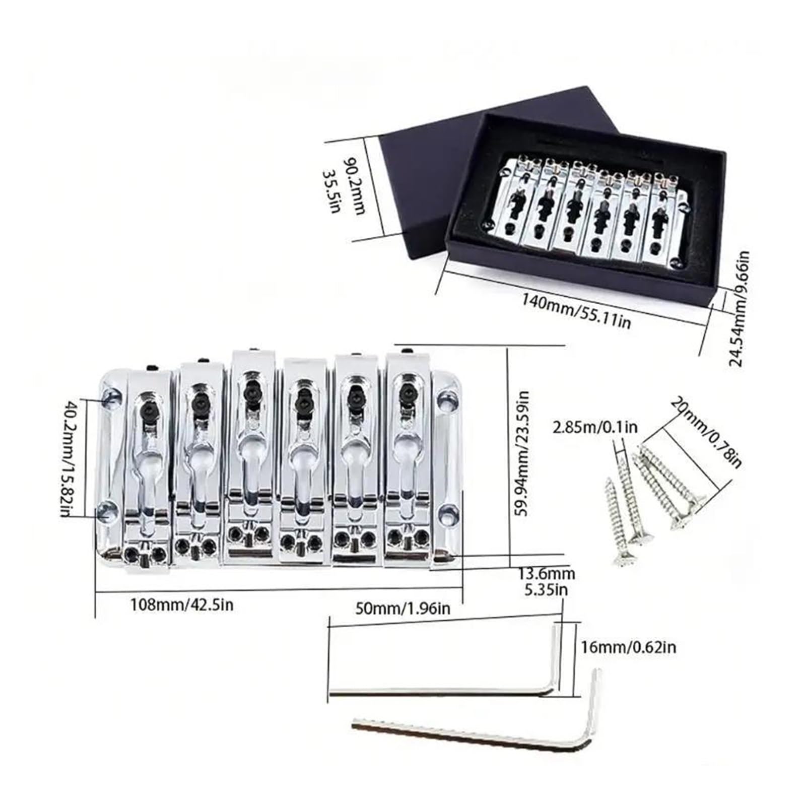 Accesorio De Instrumento De Aleación De Zinc Fijo Para Puente De Guitarra De 6 Cuerdas | Puente de guitarra