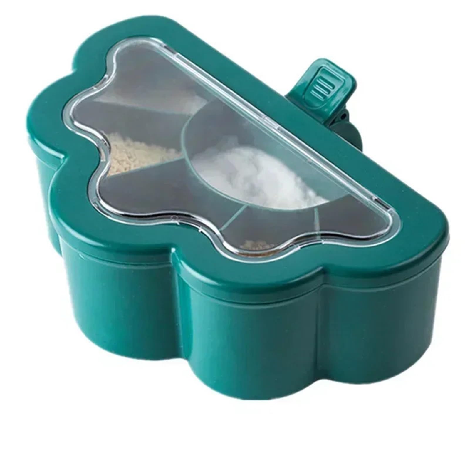 CNYUON Kitchen Combination Integrated Seasoning Box Creative Multi-grid Salt Jar Plastic Household(Green)
