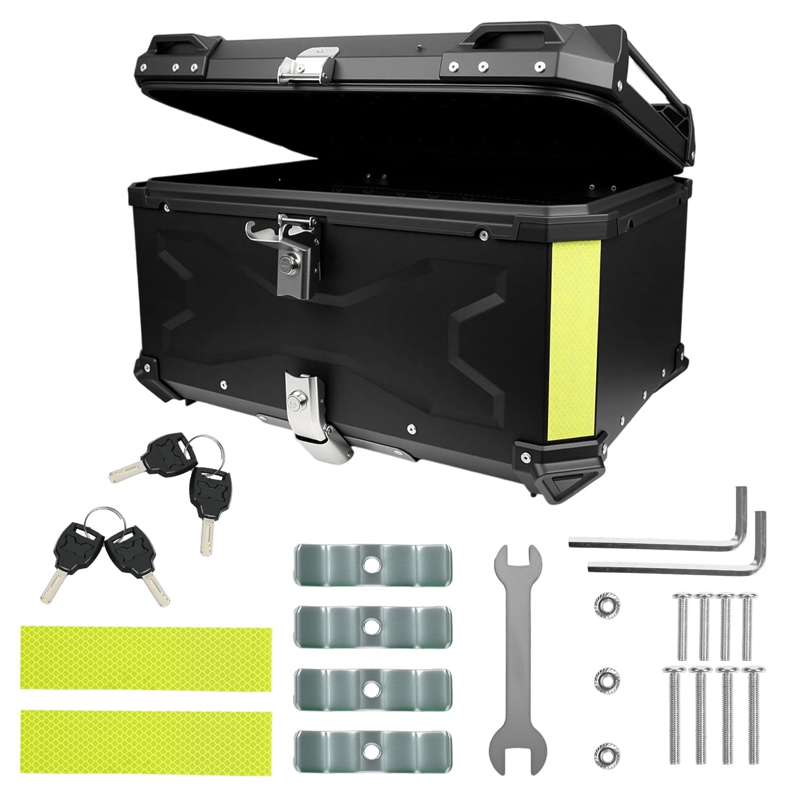 NBYTLT 65L Motorcycle Top Case, Aluminum Luggage Box with Lock & 4 Keys, Universal Black Tail Trunk with Baseplate Waterproof, Tail Box with Security Lock for Most Frames — view 8
