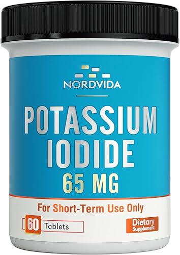 Tabletas de yoduro de potasio de 65 mg, kit de emergencia, pastillas de yoduro, kit de supervivencia, tabletas de yoduro de potasio (KI), soporte