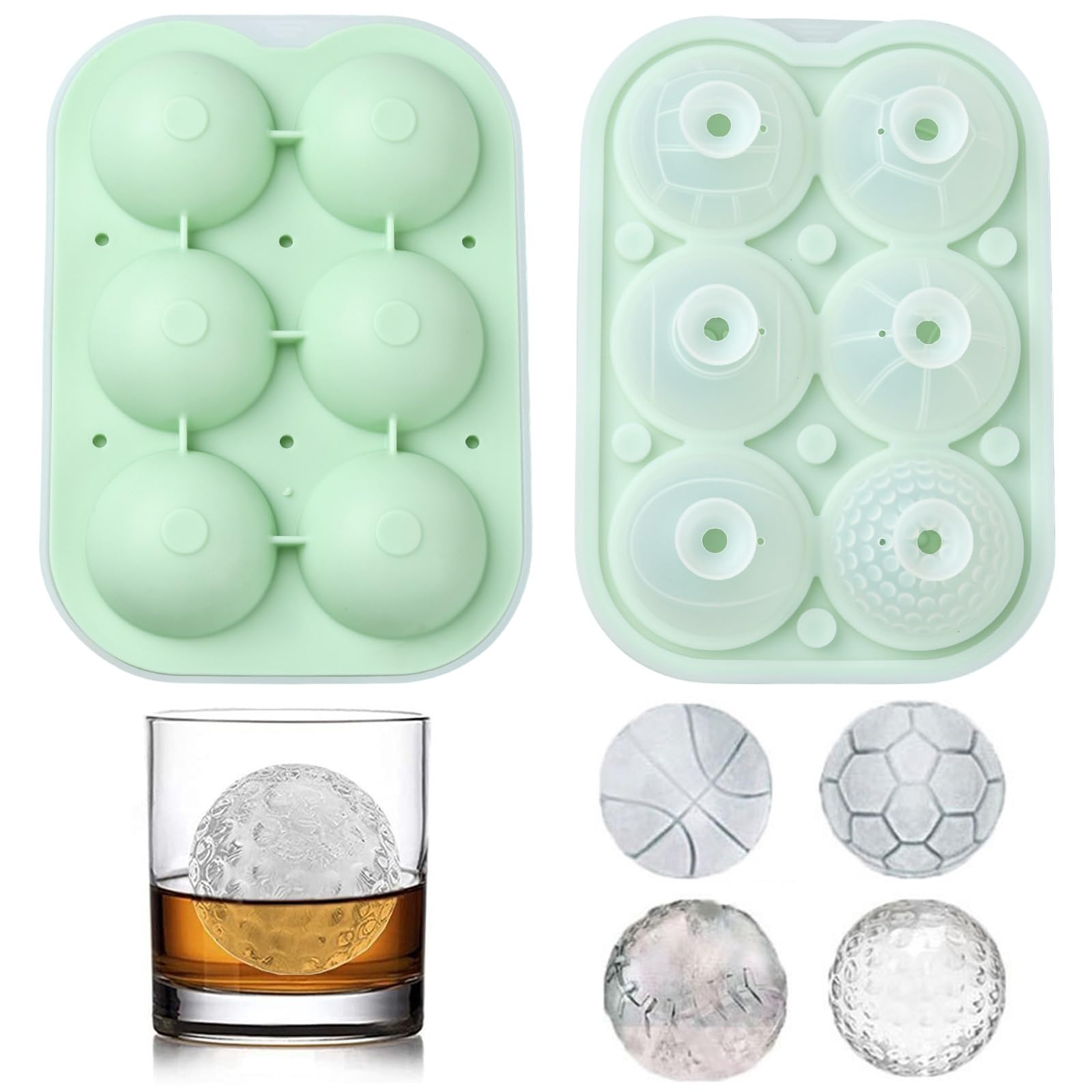 UR URLIFEHALL 1 Pc Sports Ball Game Ice Silicone Mould Football Basketball Baseball Ice Cube Mould for Chilled Cocktails Whiskey Juice Coffee