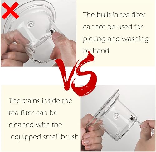 Miniatura 4 de WHJY Tetera de vidrio con infusor para té suelto, pequeña tetera mágica para estufa, tetera japonesa transparente con mango de madera, tetera Kyusu,