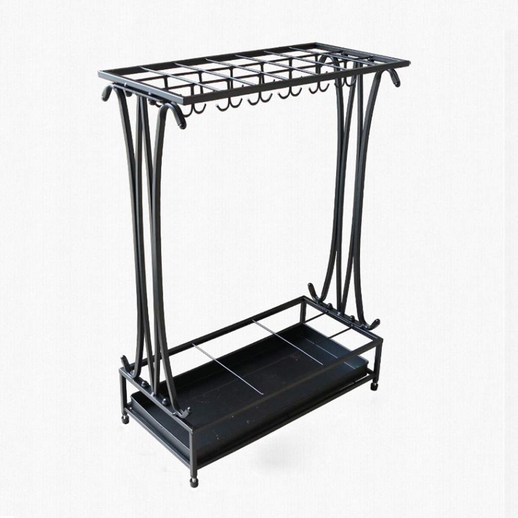 KLerDH Umbrella Stand, with Removable Drip Tray and Hooks, Antique Metal Stand Free Standing, Industrial Rack