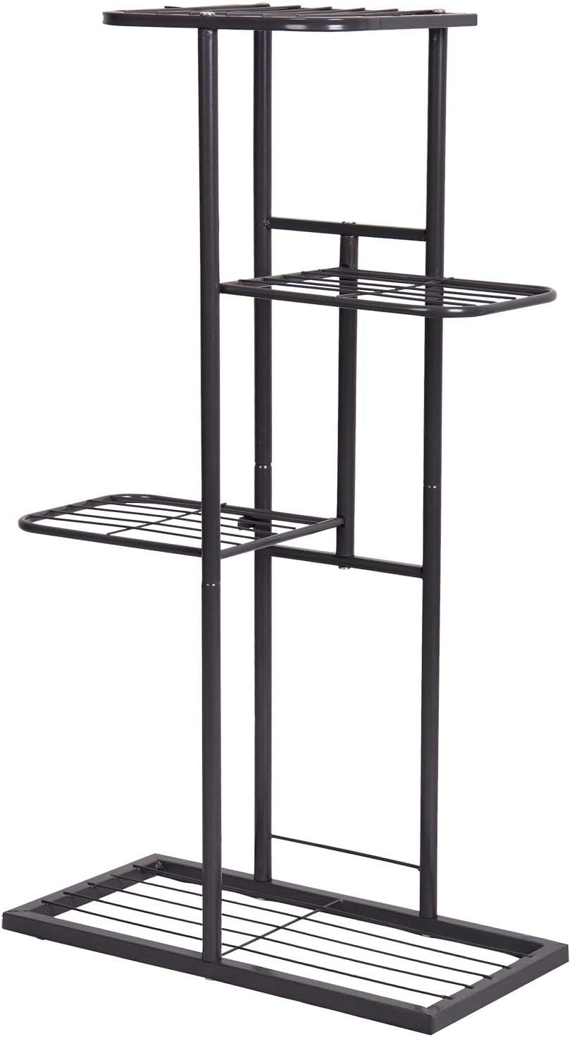 MTB Garden 4 Tier Metal Plant Stand for Indoor Outdoor Flower Pot Display Planter Shelf, Charcoal Grey