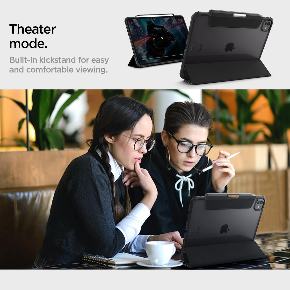 Spigen for iPad Pro 11 inch Case M5/M4 (2025-2024), Ultra Hybrid Pro, Tri-fold Kickstand Protective Folio Cover with Pencil Holder, Supports Auto Wake/Sleep, Black - Image 5