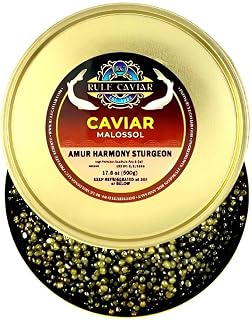 Amur Harmony Premium Sturgeon Black Caviar – Sustainably Harvested, Traditional Salted Malossol, Fresh Gourmet Roe, Luxury Seafood Delicacy for Appetizers & Fine Dining (17.6oz (500g))