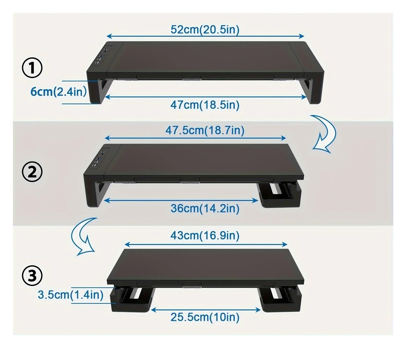 Soporte elevador de monitor ajustable con soporte for cajón