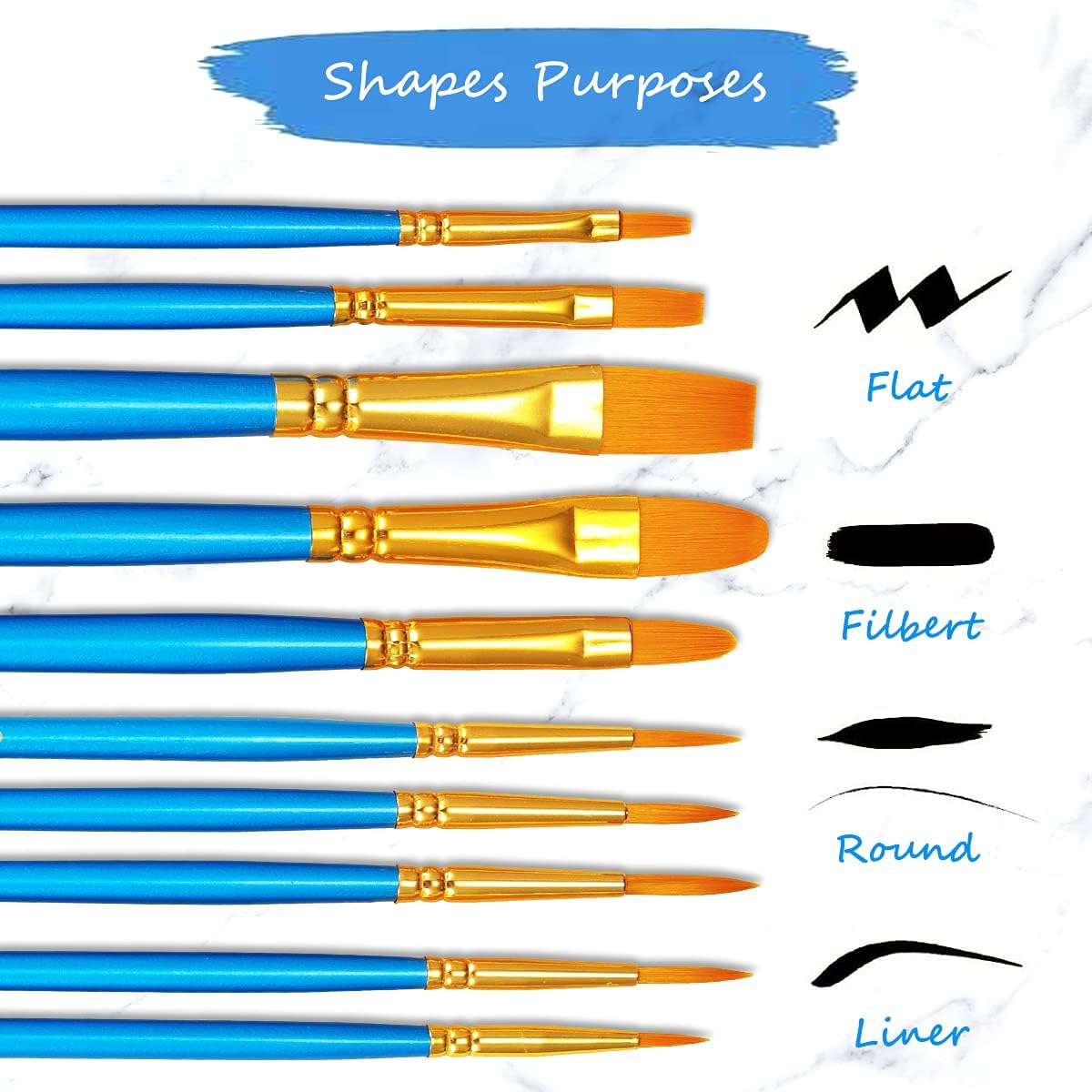 Paint Brushes, 2Pack 20 Pcs Acrylic Paint Brushes, Paint Brushes for Acrylic Painting, Oil Watercolor Paint Brush, Artist Paintbrushes for Kids, Arts Supplies for Nail Face Art Easter Eggs Rock Crafts