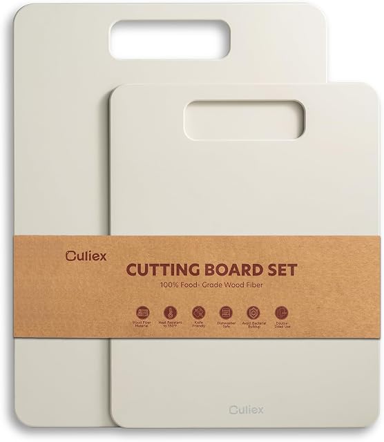 Ensemble de planches de coupe en fibre de bois 2, Lave-vaisselle coffre-fort, Planche de coupe non toxique pour la cuisine, BPA Plaque d'emballage composite non poreuse, libre et non glissante pour les fruits végétaux de viande - Farine d'avoine