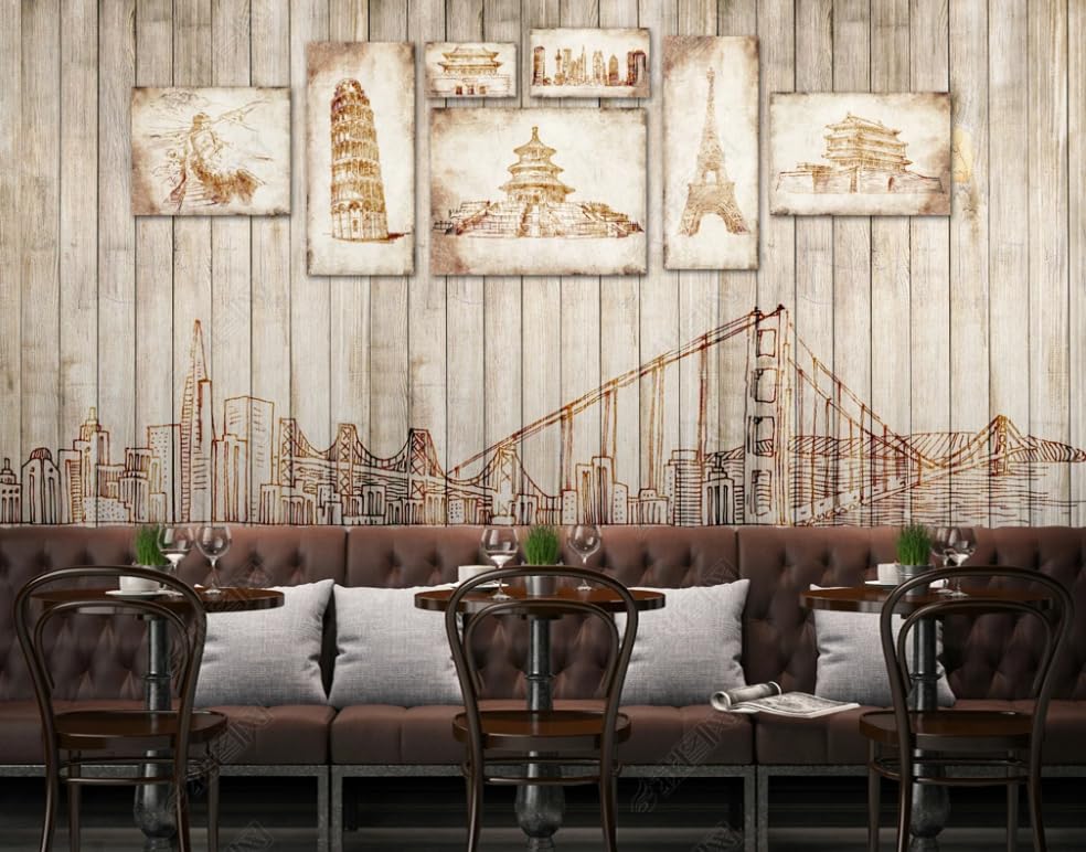 Papier peint intissé bois pour une déco de restaurant et salon chaleureux