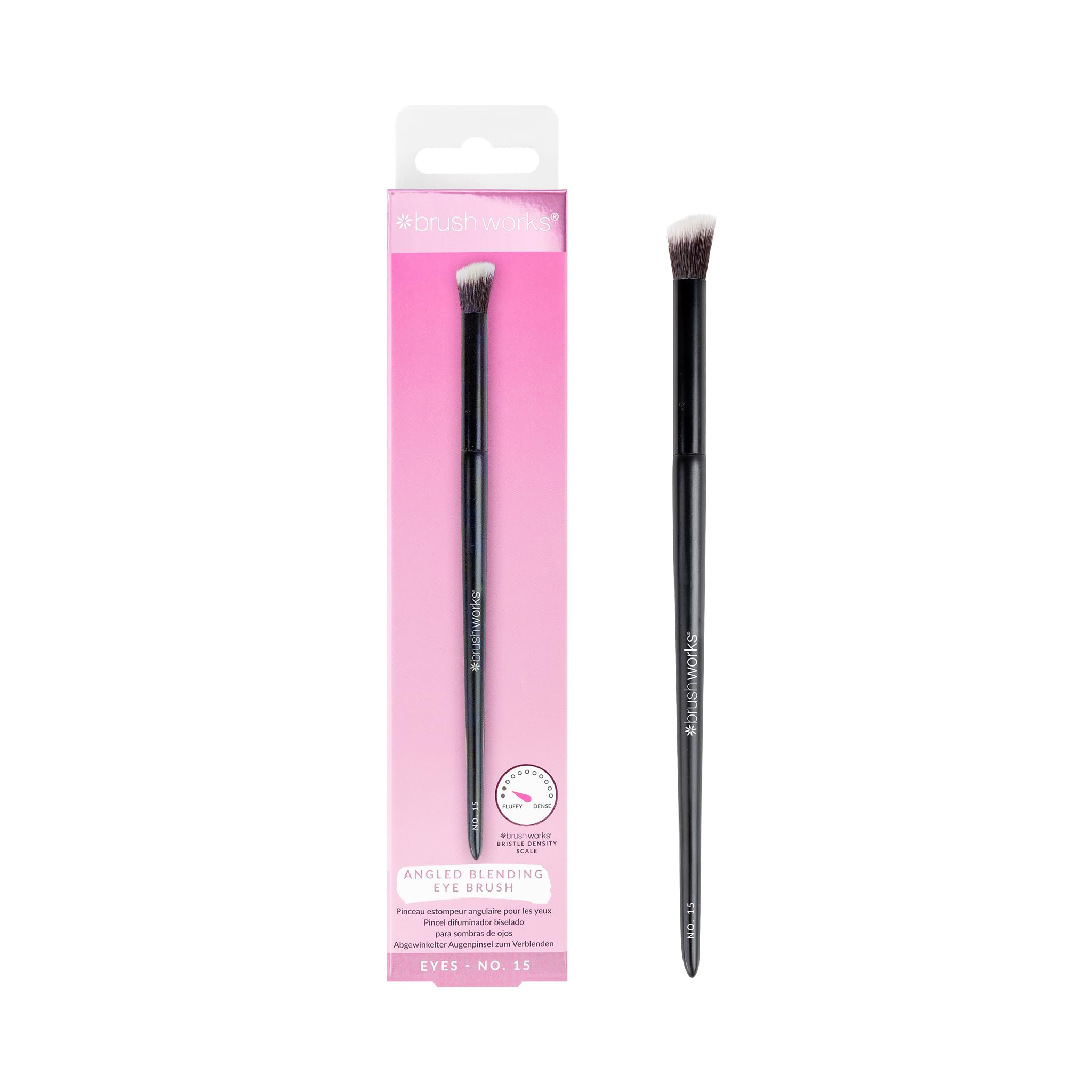 Brushworks No.15 Angled Blending Eye Brush – Fluffy Eyeshadow Brush for Crease & Outer Corner, Smooth Finish, Vegan & Cruelty-Free