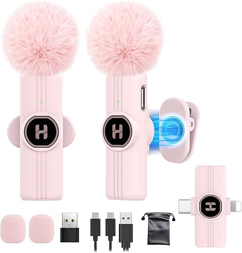 Mini micrófono inalámbrico USB C para iPhone 15 16, dispositivos iOS y Android, micrófono de solapa con reducción de ruido para grabación, micrófono