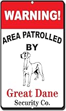 Warning Area Patrolled by Great Dane Novelty Funny Sign Vinyl Sticker Decal 8"
