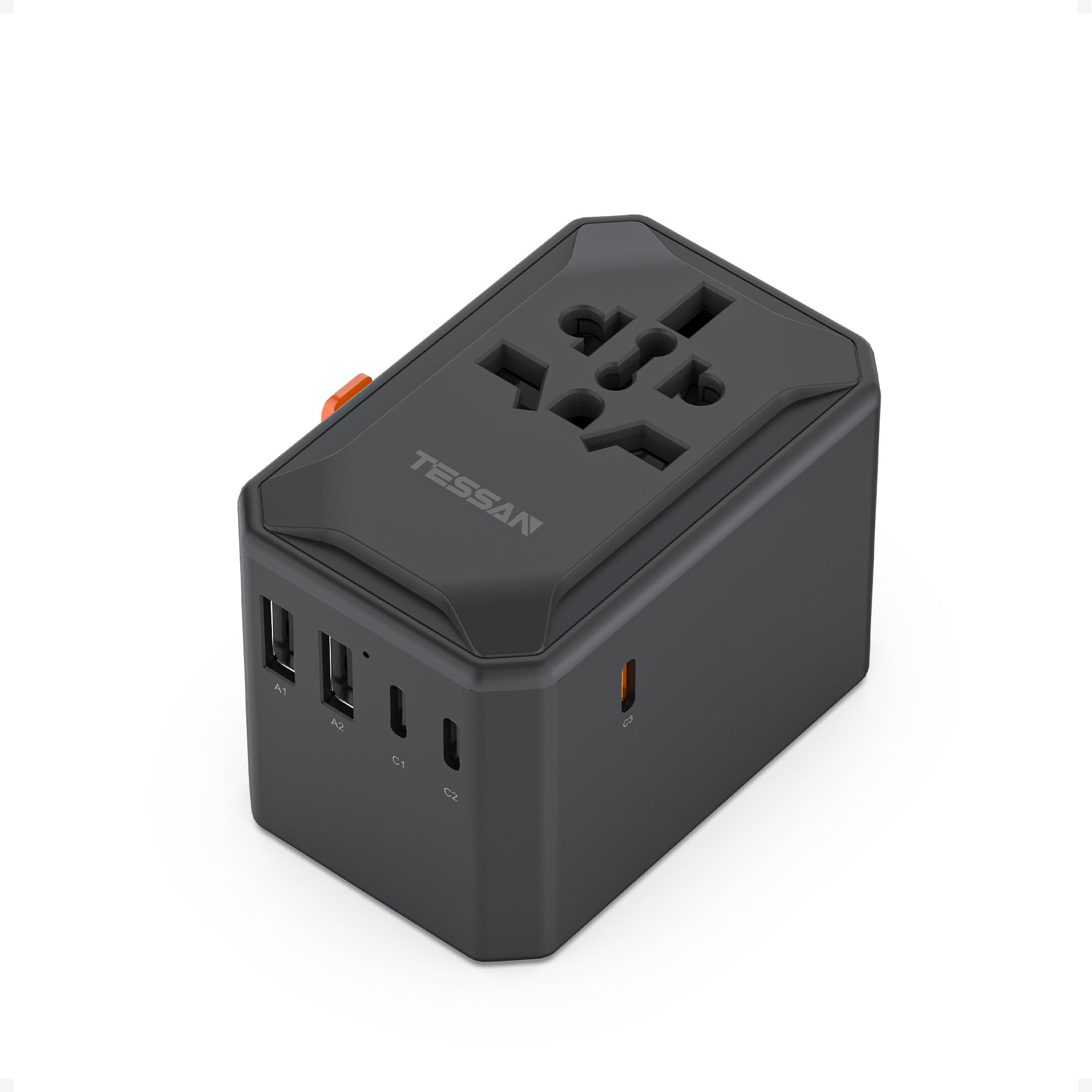 TESSAN Universal Travel Adapter with 2 USB C and 2 USB A, International Travel Plug UK to World, Worldwide Essentials Plug Adaptor for Multi Countries EU, USA, UK, AUS, Japan, Thailand, Vietnam — view 9