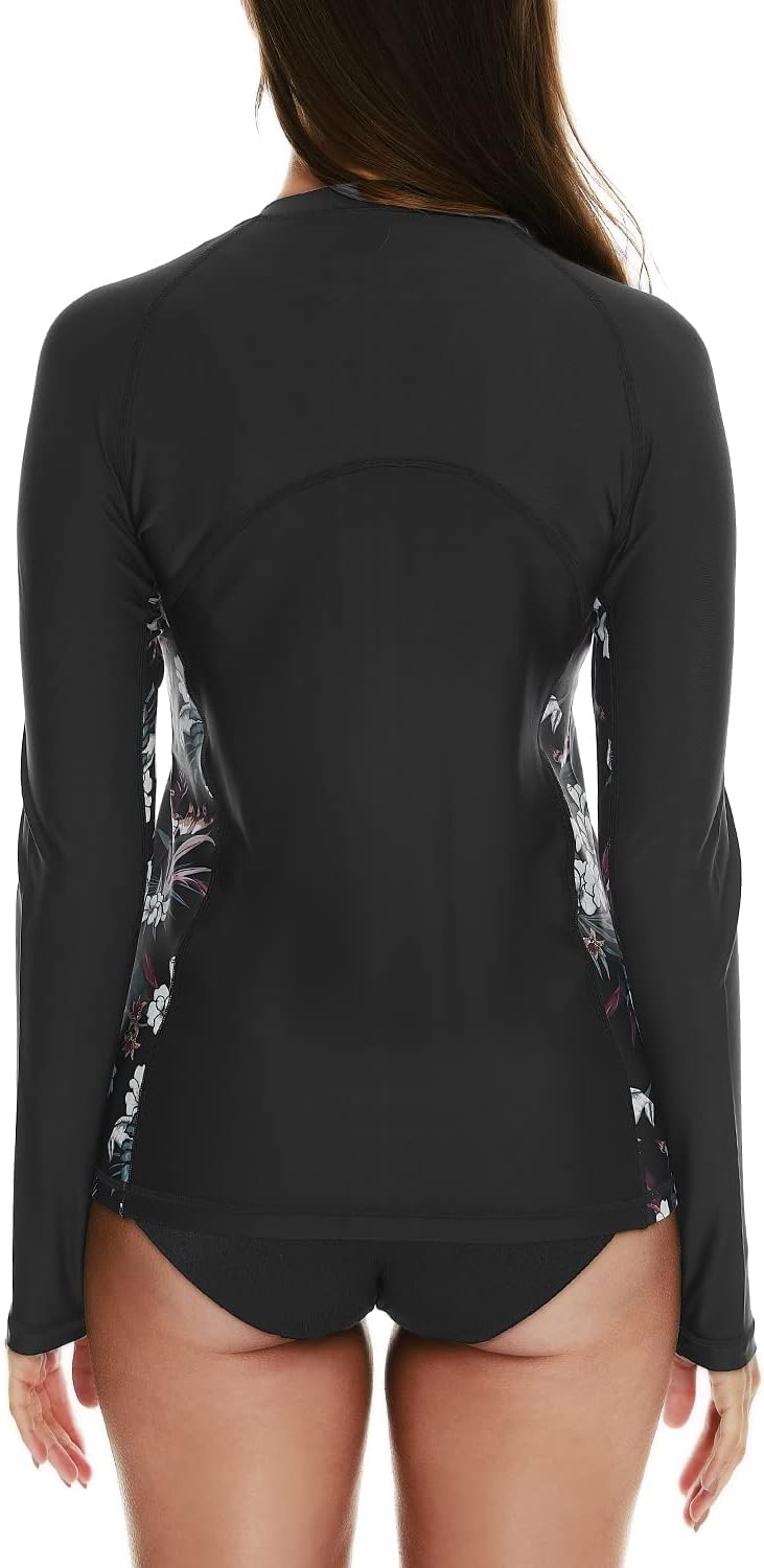 HODOSPORTS Women's Rashguard UPF 50+ Swimsuit Zip Front Sun Protection Swim Shirt Long Sleeve S-5XL - Image 2