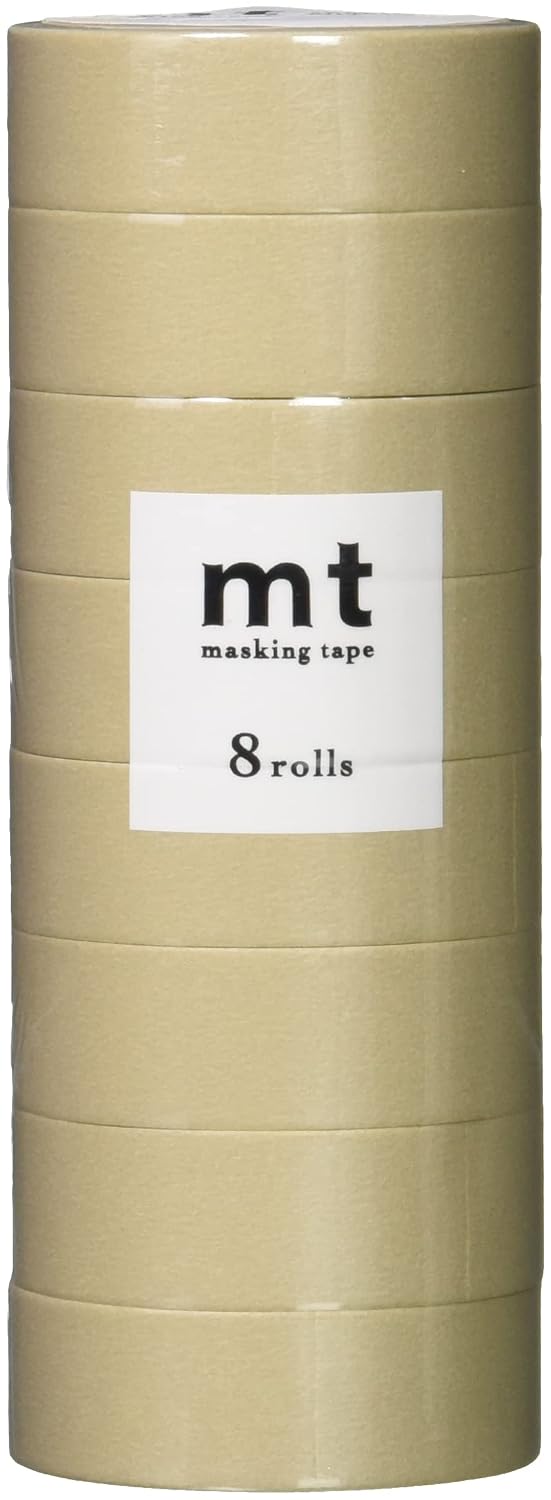 カモ井加工紙 Kamoi Processing Paper MT08P200R mt Masking Tape, 8 Pieces, Beige, Width 0.6 inches (15 mm) x 23.2 ft (7 m), Pack of 8 Rolls of Same Color