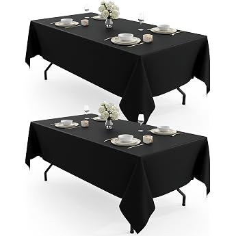 Pureegg Polyester Tablecloth 140 x 240 cm Black Pack of 2 Washable