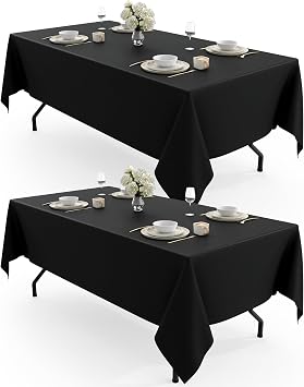 Pureegg Polyester Tablecloth 60" x 102" Reusable Washable 2 Pack Black