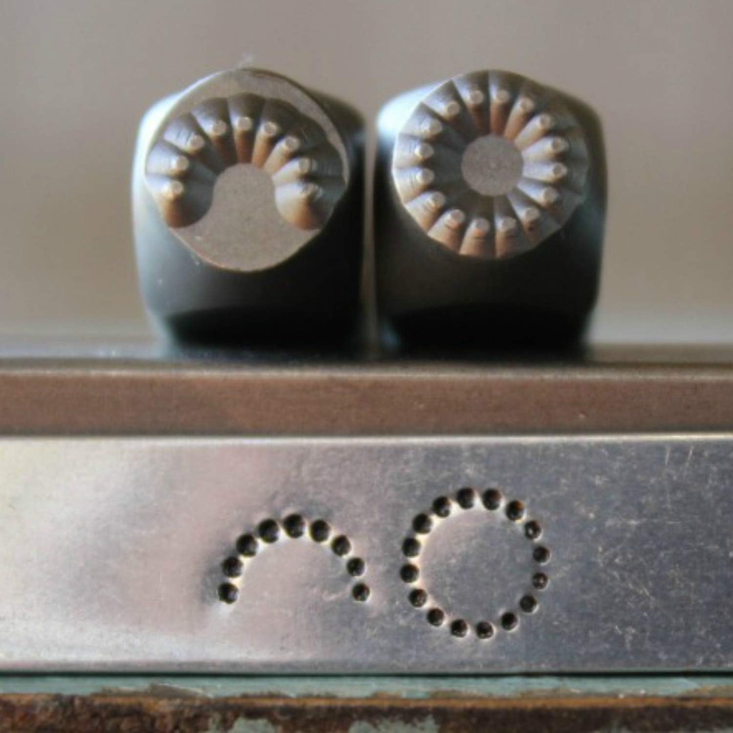 6mm Circle and Half Circle of Dots Metal Punch Design Jewelry 2 Stamp Set